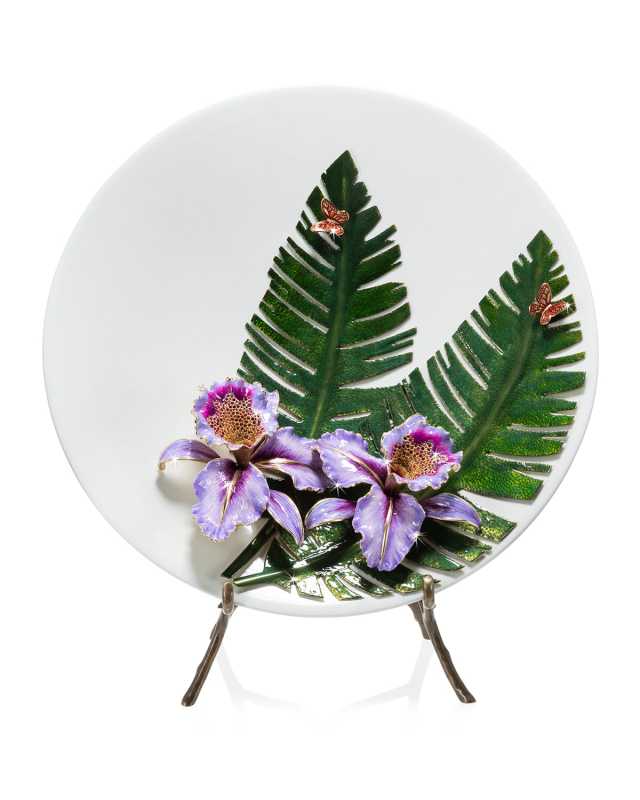 Orchid/Banana Leaf Platter with Stand